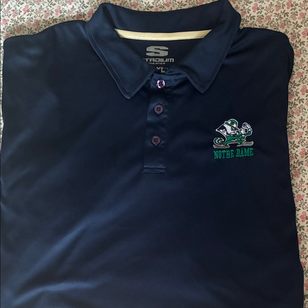 Stadium Athletics Navy Polo with Notre Dame Logo